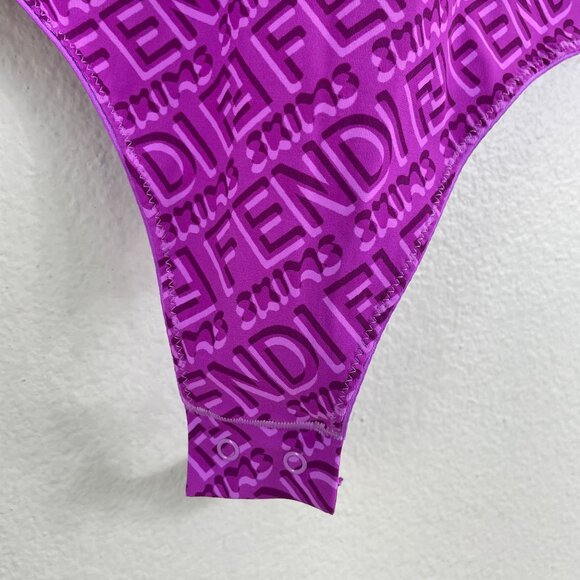 Fendi X Skims Bodysuit Purple Logo Plus 3X Mock Neck Long Sleeve - Picture 9 of 12
